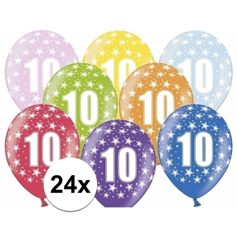 10 jaar ballonnen met sterren 24 stuks