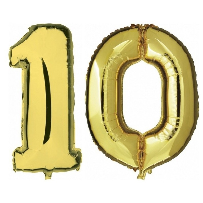 10 jaar leeftijd helium/folie ballonnen goud feestversiering -