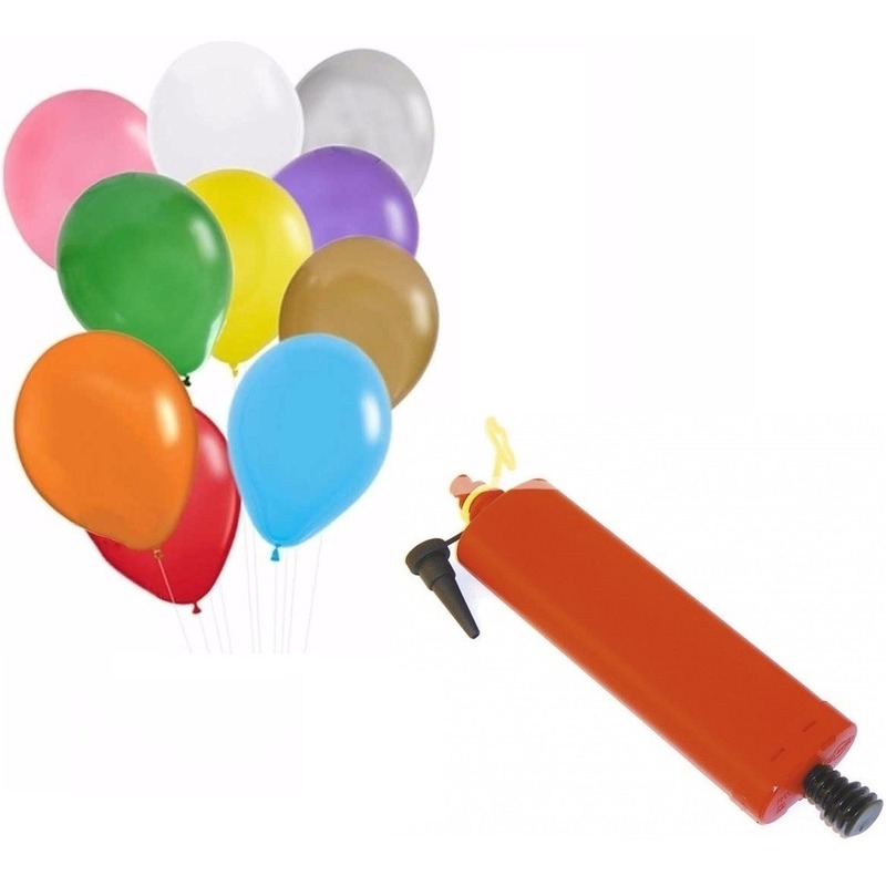 100 gekleurde ballonnen inclusief pomp -