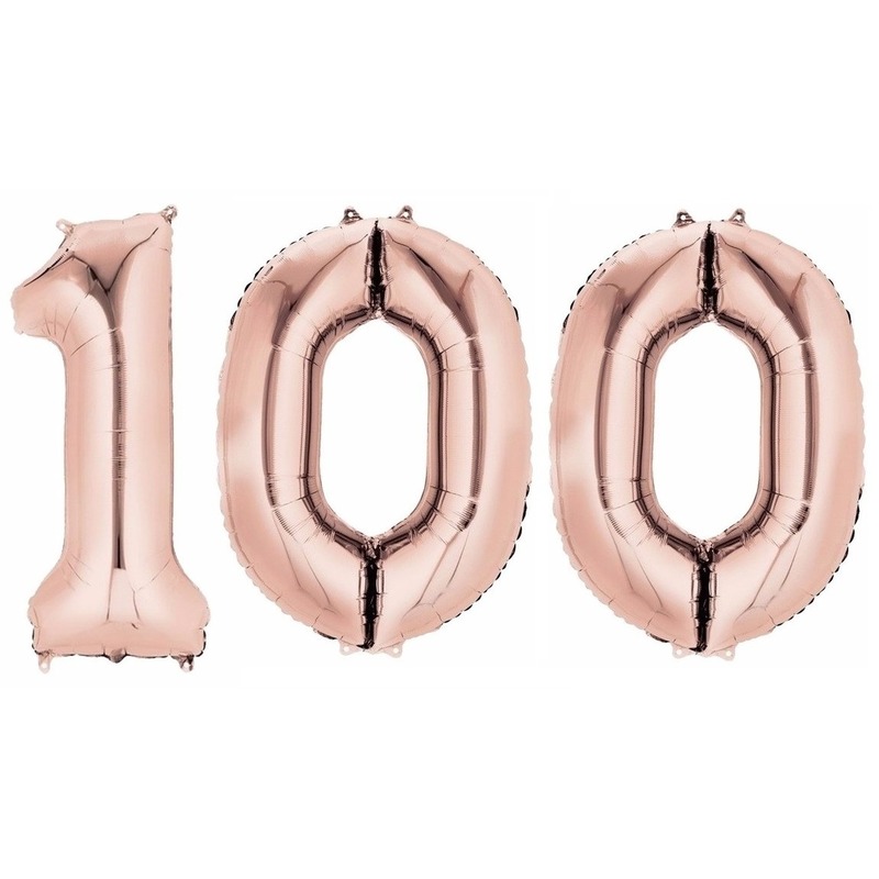 100 jaar leeftijd helium/folie ballonnen rose goud feestversiering -