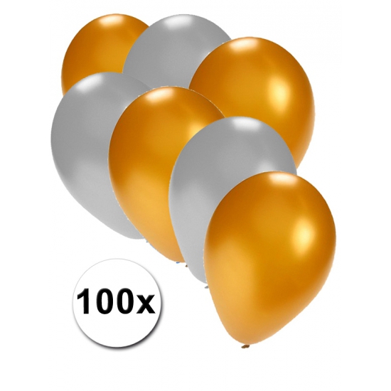 100 stuks ballonnen in goud en zilver -