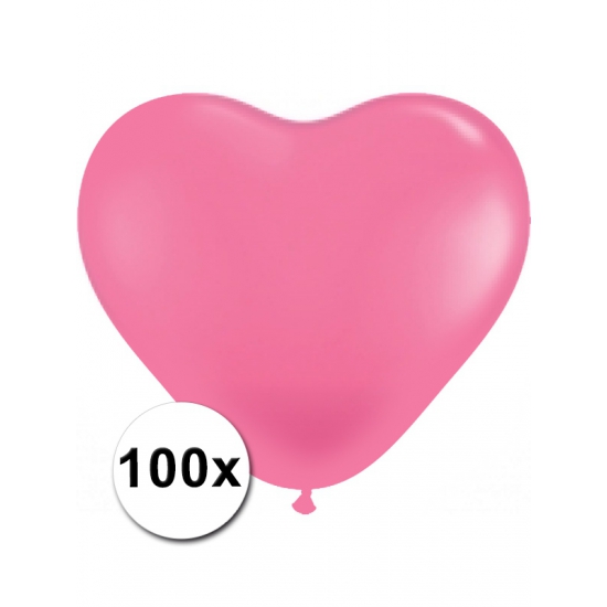 100 stuks Hart ballonnen roze -