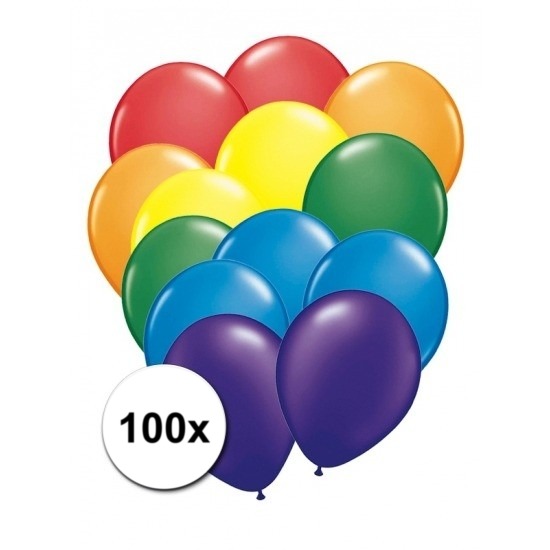 100 stuks regenboog ballonnen -