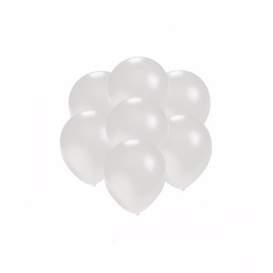 100x Mini ballonnen wit metallic -