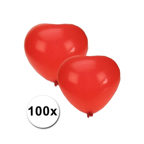 100x Rode hartjes ballonnen -