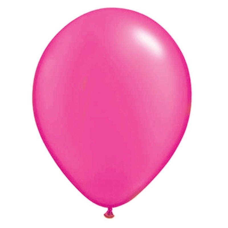 100x stuks verjaardag party neon knalroze ballonnen 30 cm -