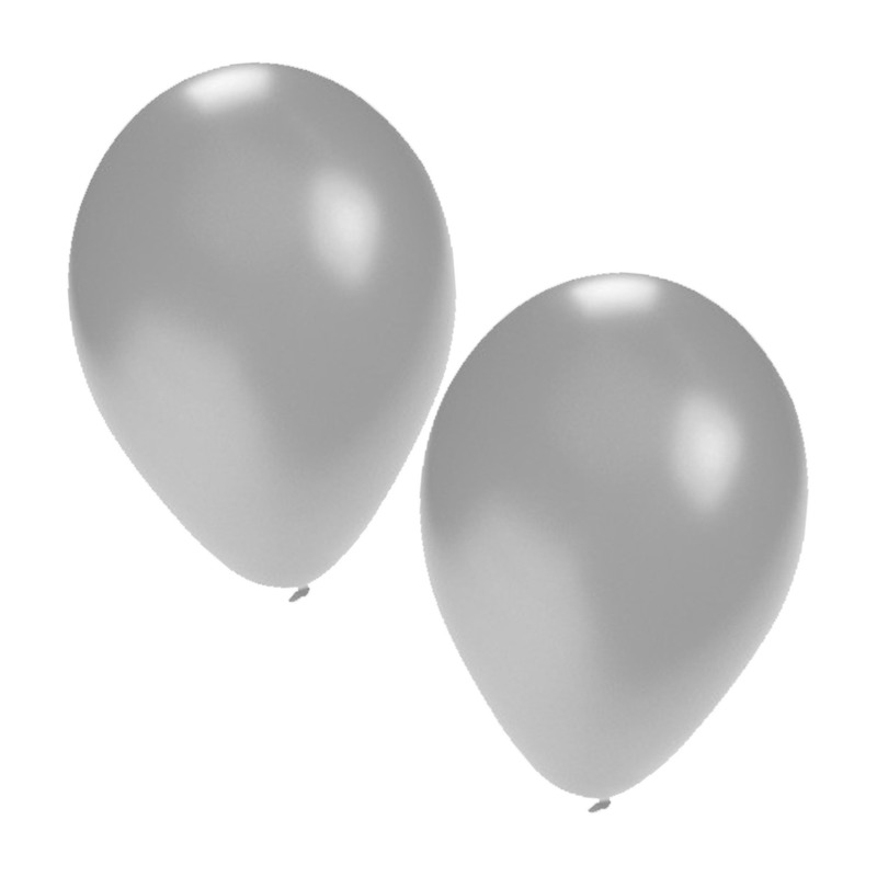 100x Zilveren feest ballonnen -