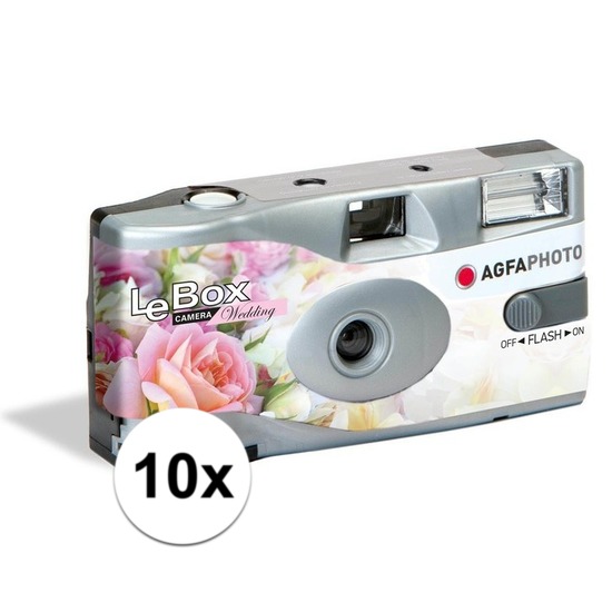 Merkloos 10x Wegwerp cameras/fototoestelen met flits voor 27 kleurenfotos voor bruiloft/huwelijk -