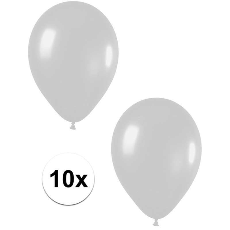 10x Zilveren metallic heliumballonnen 30 cm