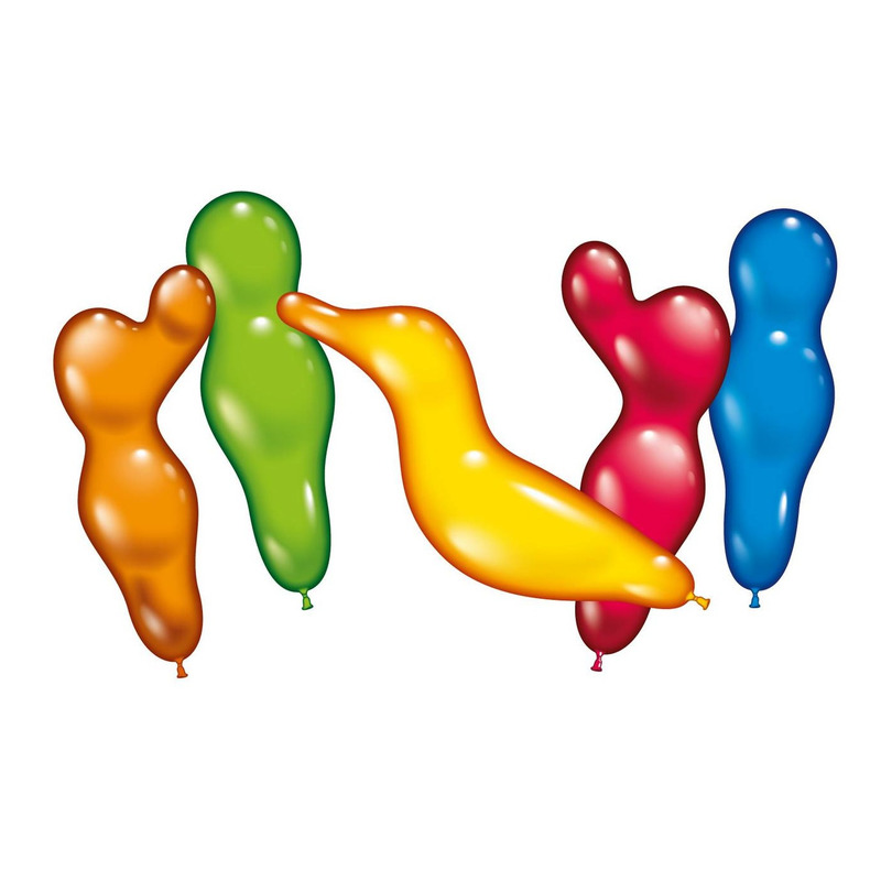 12x Ballonnen figuurtjes vrolijke kleuren -