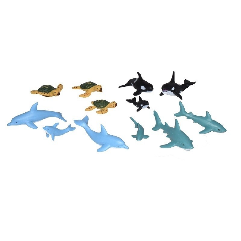 12x Plastic zeedieren/oceaan dieren famile speelfiguren