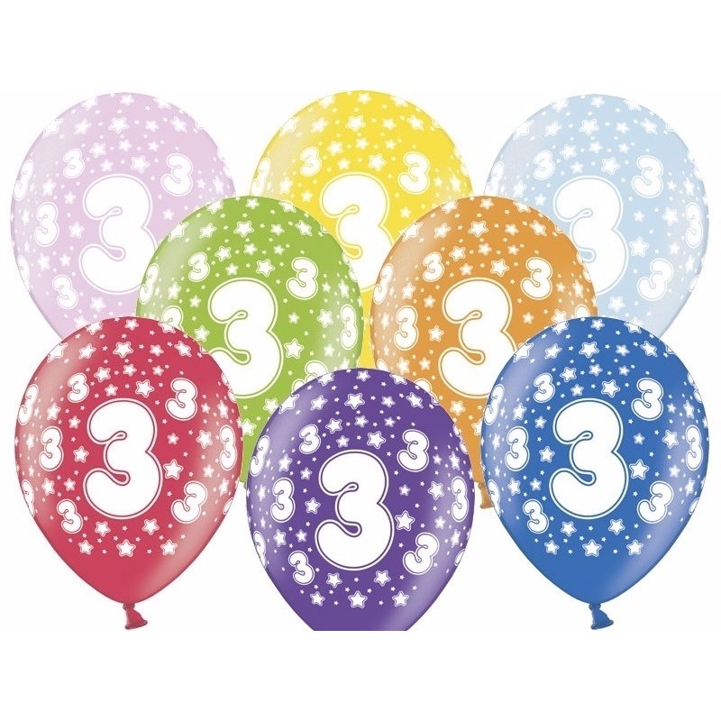 12x stuks 3 jaar thema party ballonnen met sterren -