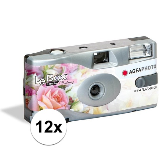 Merkloos 12x Wegwerp cameras/fototoestelen met flits voor 27 kleurenfotos voor bruiloft/huwelijk -