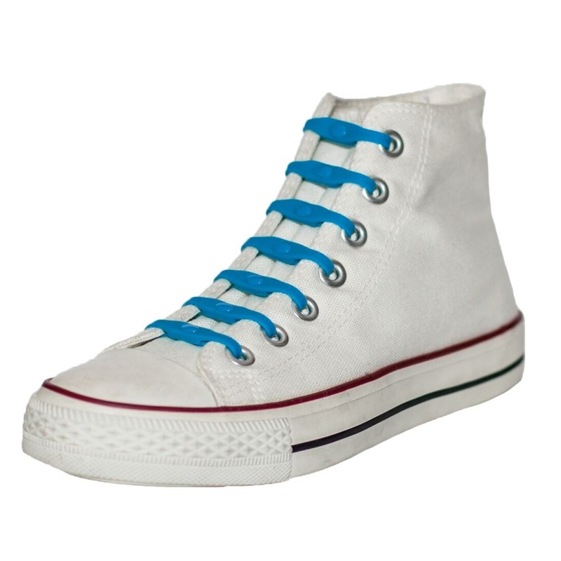 14x Shoeps elastische veters kobaltblauw - Sneakers/gympen/sportschoenen elastieken veters - Hulp bij veters strikken