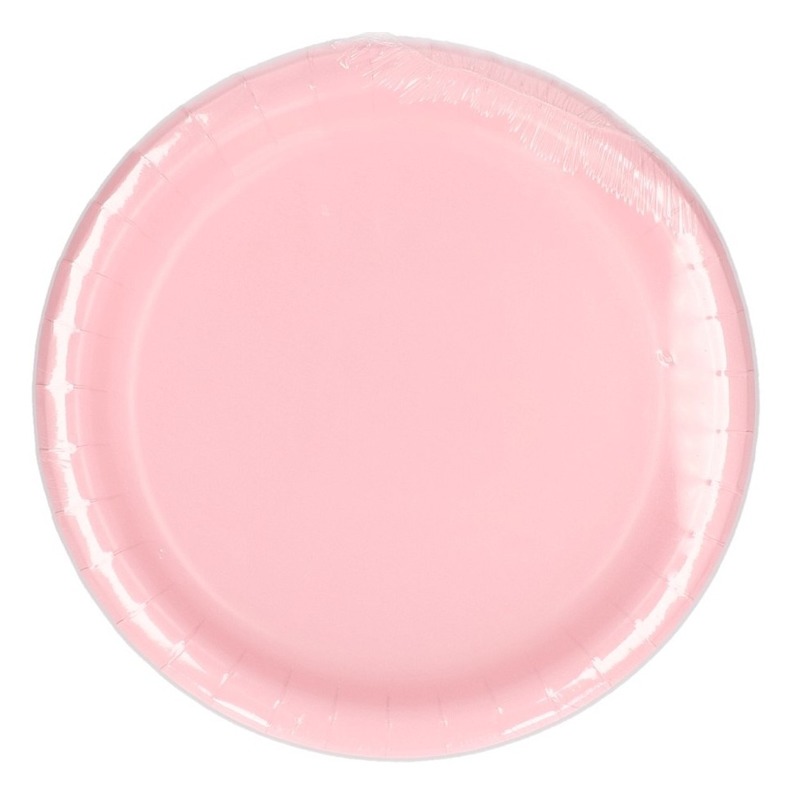 16x pastel roze wegwerp bordjes van karton 23 cm -