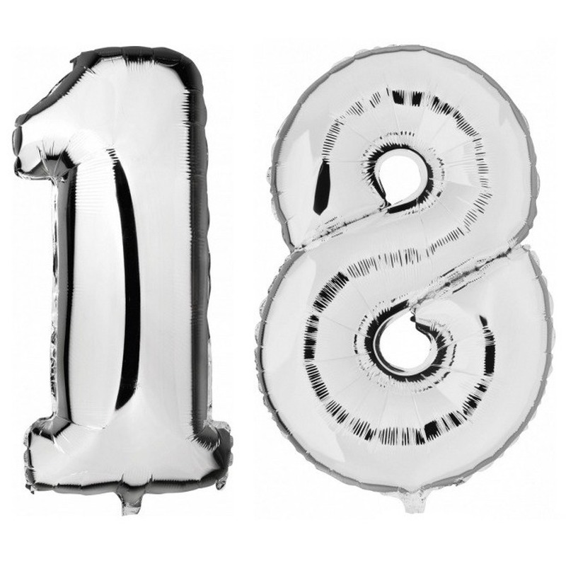 18 jaar leeftijd helium/folie ballonnen zilver feestversiering -