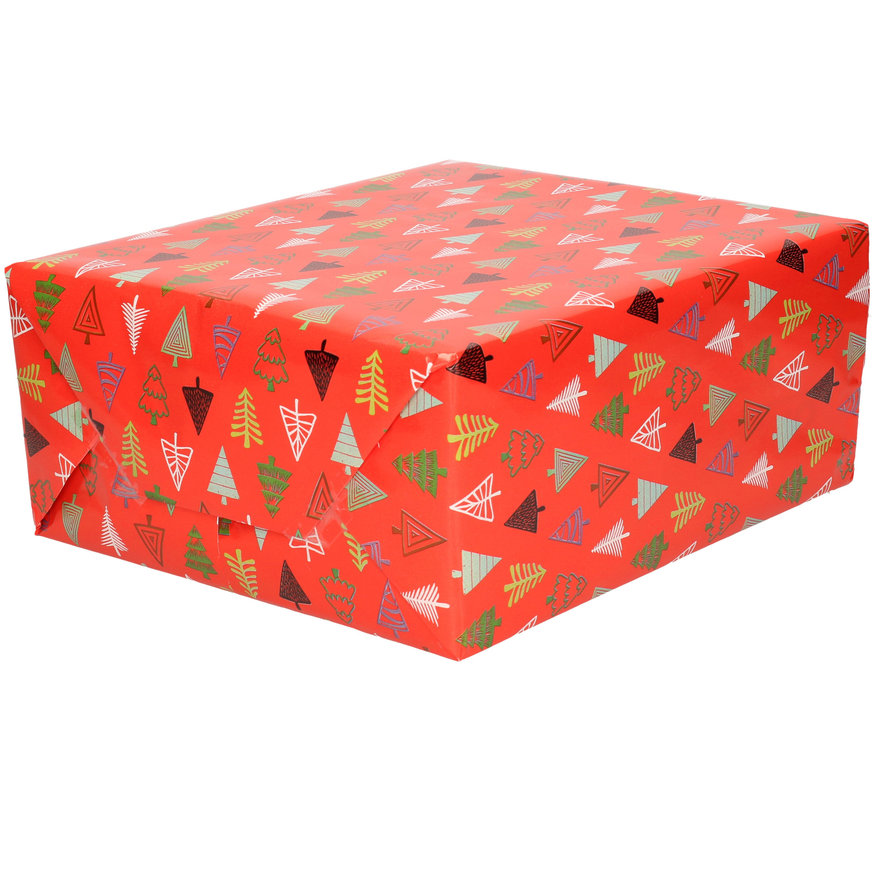 1x Rollen Kerst kadopapier print rood  2,5 x 0,7 meter op rol 70 grams - Luxe papier kwaliteit cadeaupapier/inpakpapier - Kerstmis