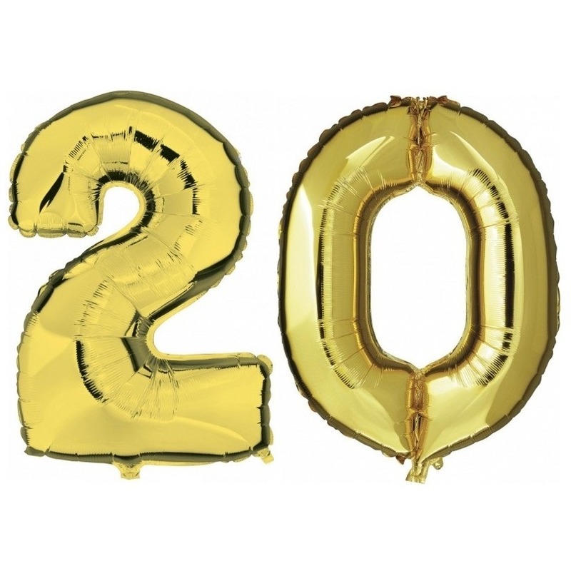 20 jaar leeftijd helium/folie ballonnen goud feestversiering -