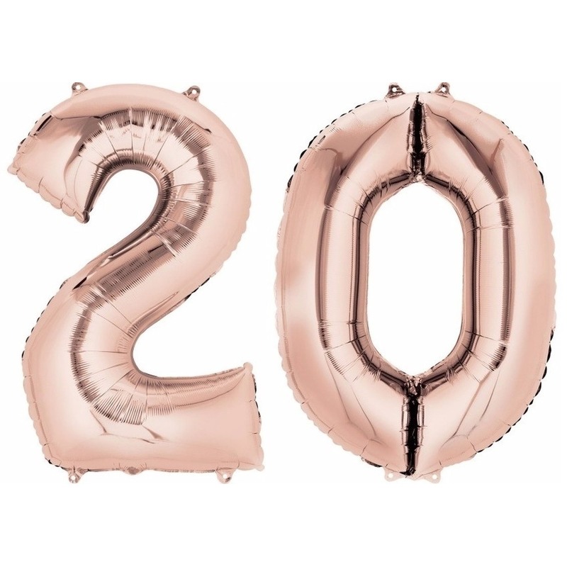 20 jaar leeftijd helium/folie ballonnen rose goud feestversiering -