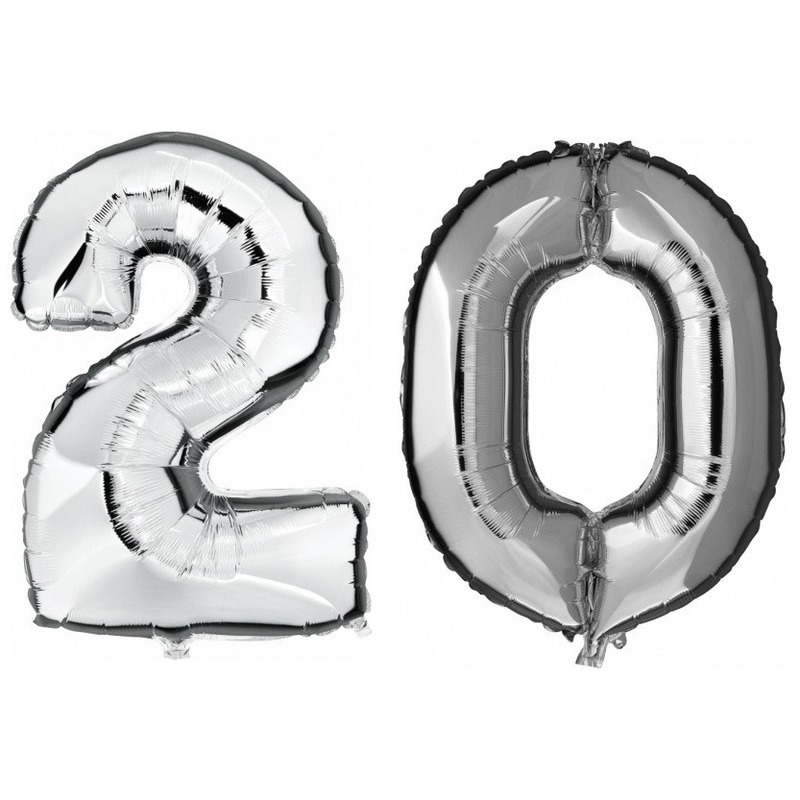 20 jaar leeftijd helium/folie ballonnen zilver feestversiering -