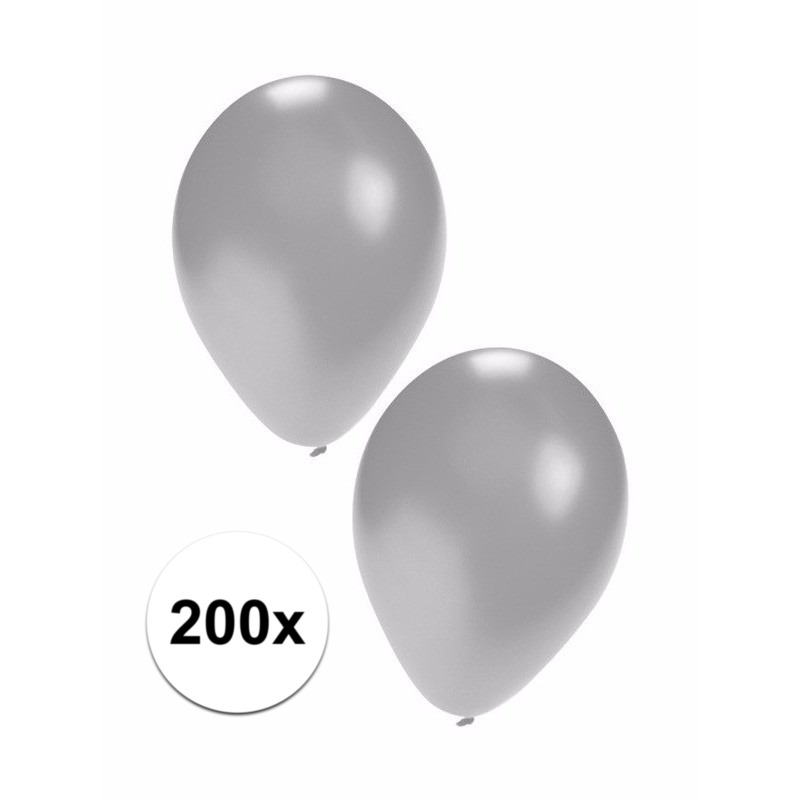 200x Zilveren feest ballonnen -
