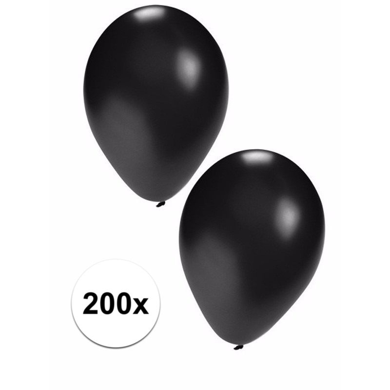200x zwarte feest ballonnen -