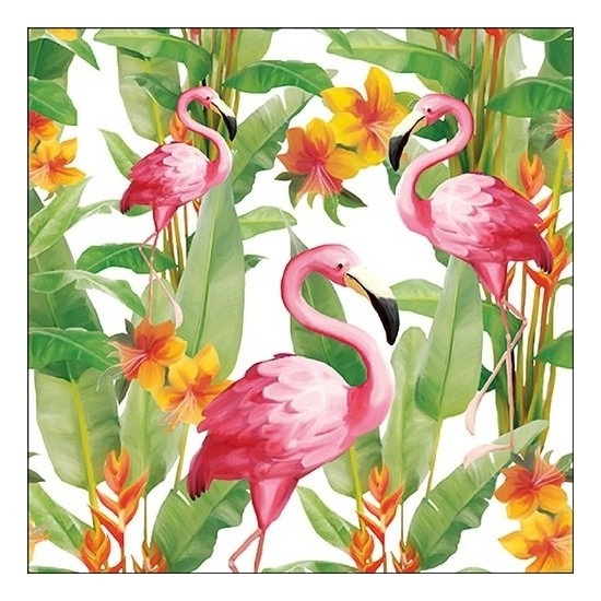 20x Feest servetten hawaii Flamingo 33 x 33 cm -