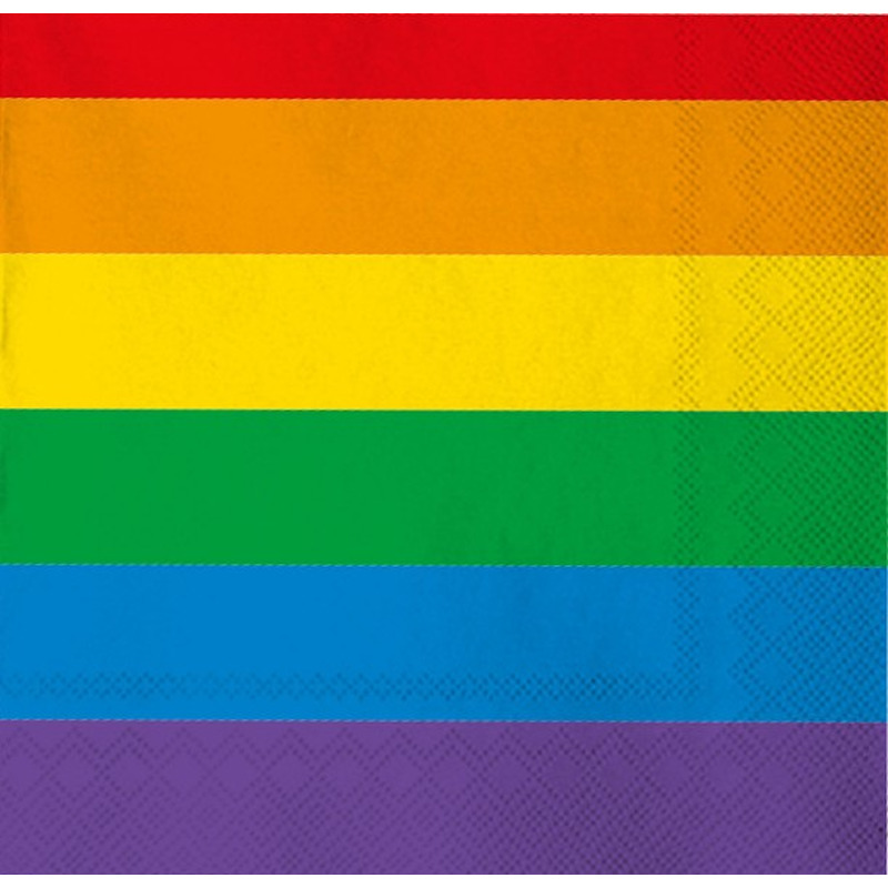 20x Regenboog thema Gay Pride versiering papieren wegwerp servetten 33 x 33 cm -