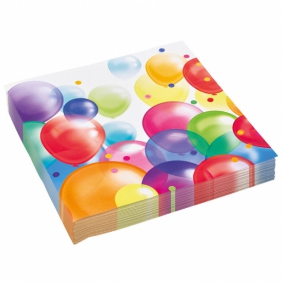20x stuks feest servetten met verjaardag ballonnen print 33 x 33 cm -