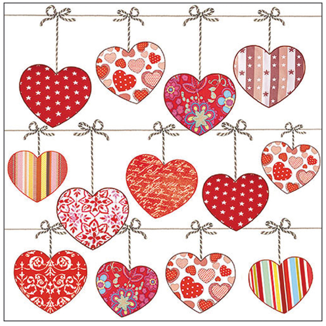 20x Tafel diner/lunch servetten 33 x 33 cm valentijn liefdes hartjes print -