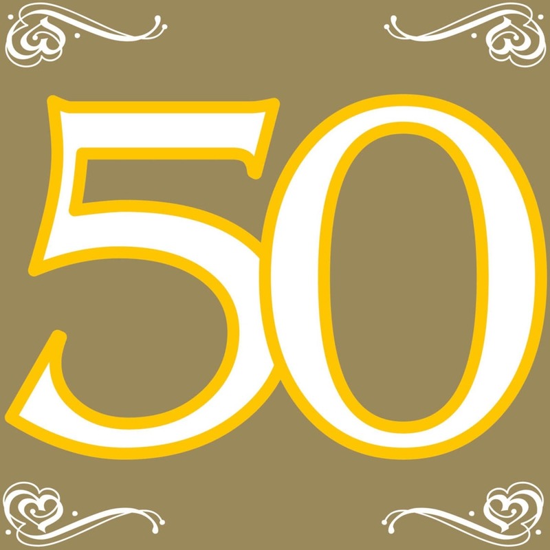 20x Vijftig/50 jaar feest servetten 33 x 33 cm verjaardag/jubileum -