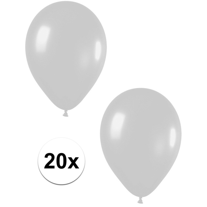 20x Zilveren metallic heliumballonnen 30 cm