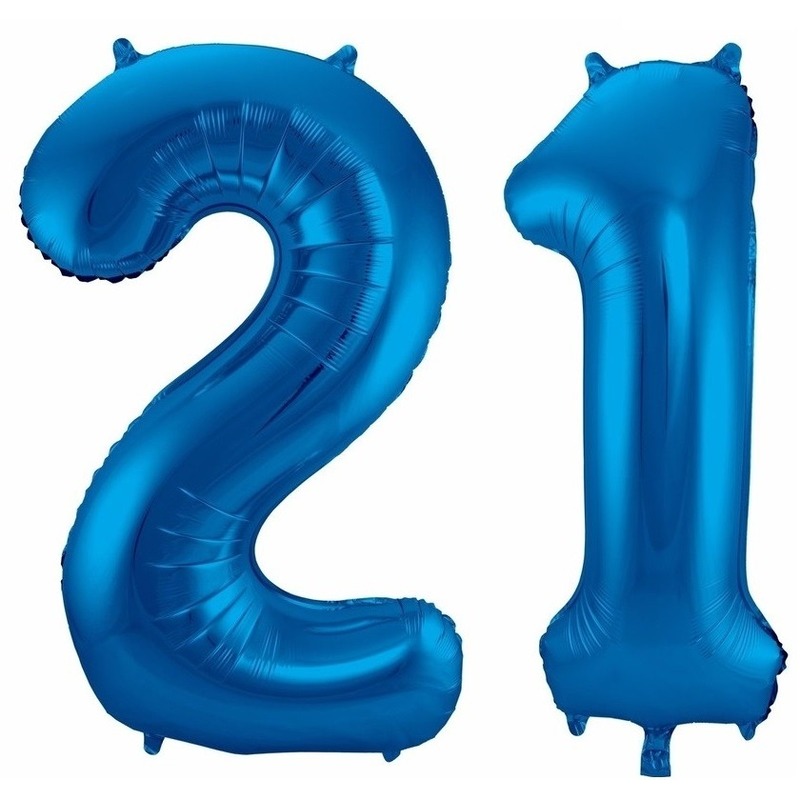 21 jaar leeftijd helium/folie ballonnen blauw feestversiering -
