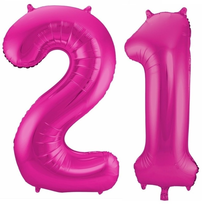 21 jaar leeftijd helium/folie ballonnen roze feestversiering -