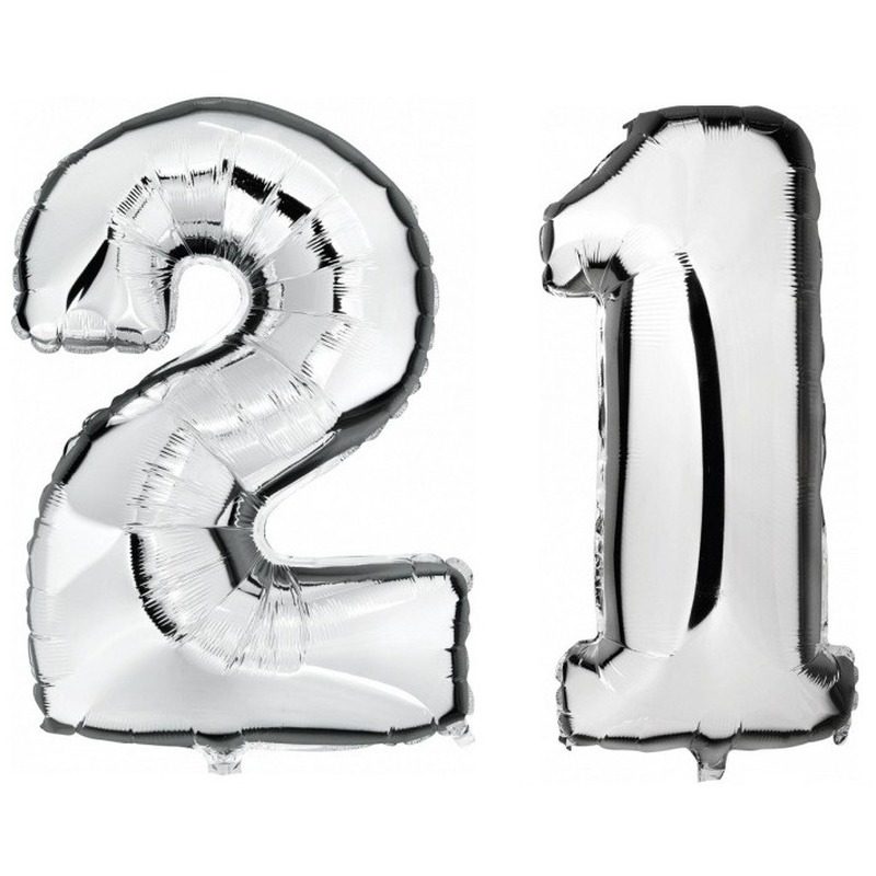 21 jaar leeftijd helium/folie ballonnen zilver feestversiering -