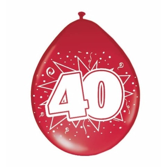24x 40 jaar thema ballonnen rood