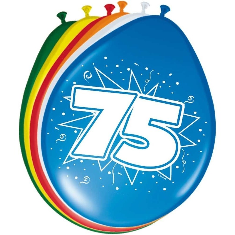 24x Leeftijd ballonnen versiering 75 jaar 30 cm -