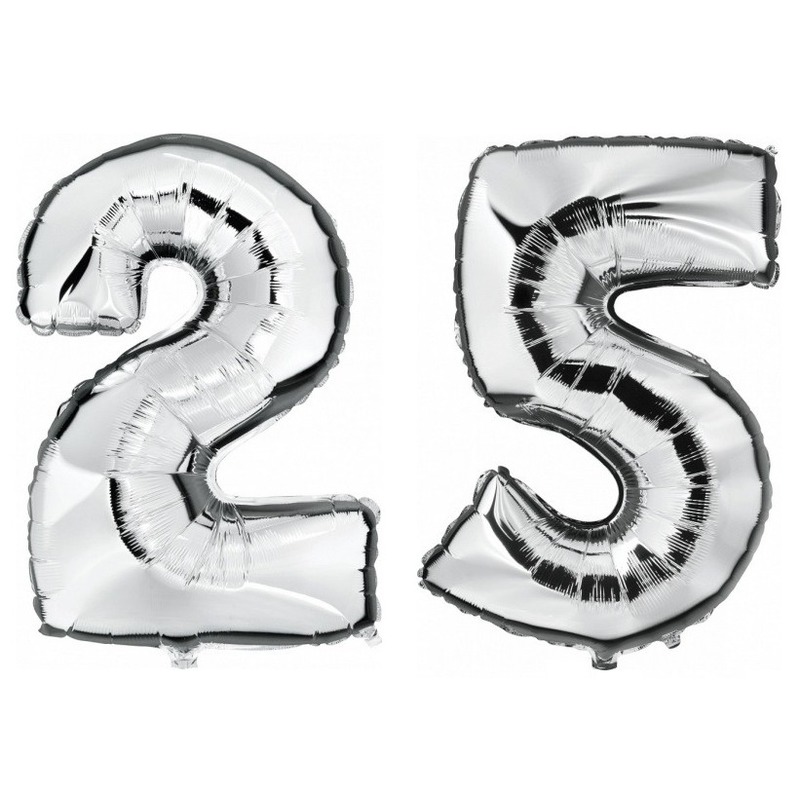 25 jaar leeftijd helium/folie ballonnen zilver feestversiering -