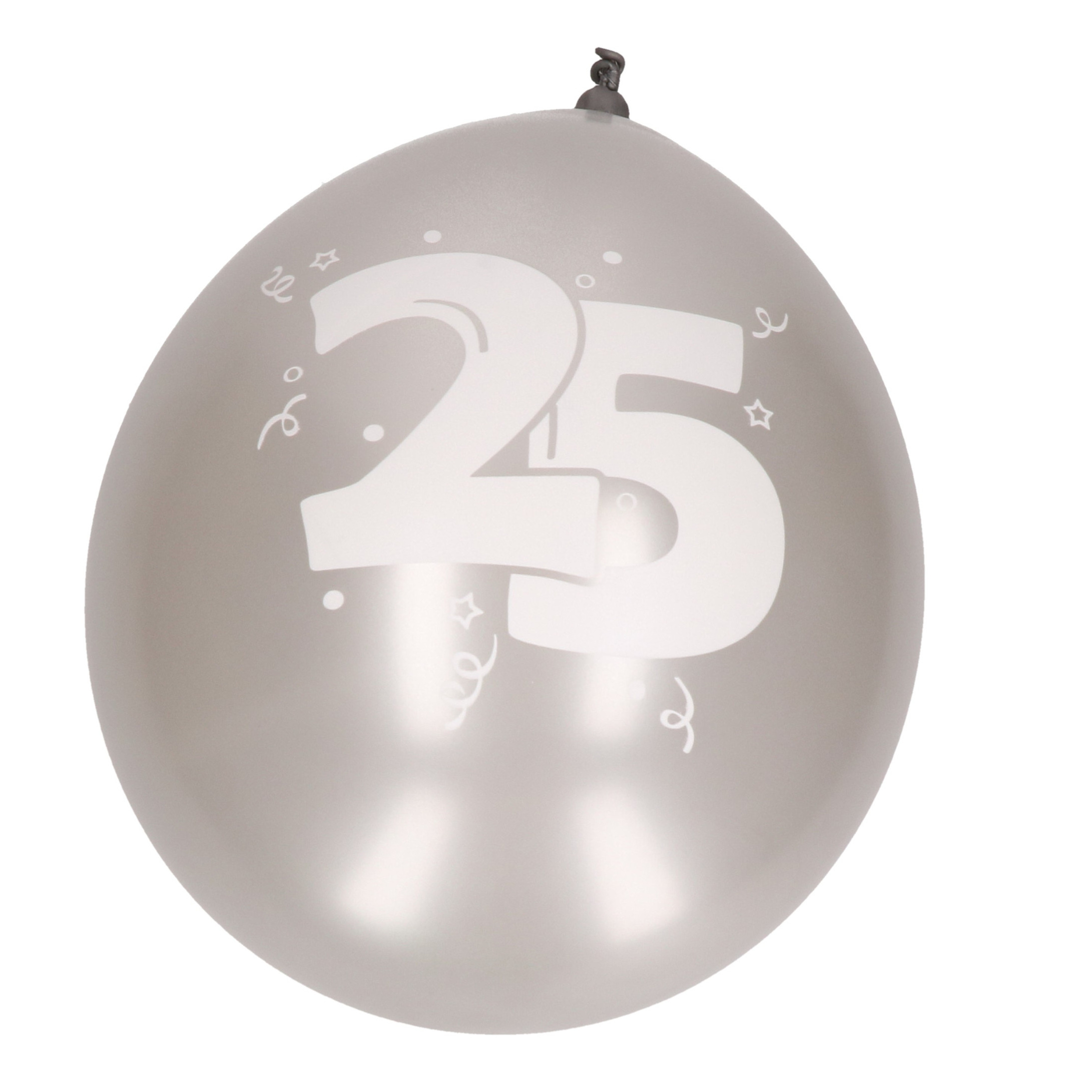 25 jaar thema ballonnen zilver 8x stuks -
