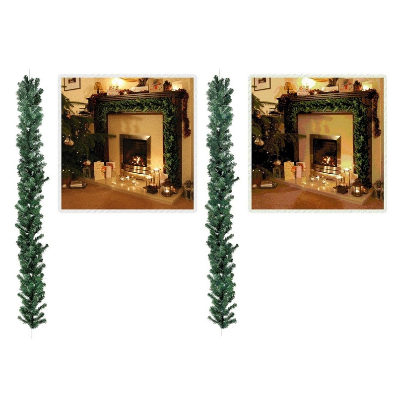 Klik afgunst Brutaal 2x Kerst dennen slinger groen 270 cm | Fun en Feest