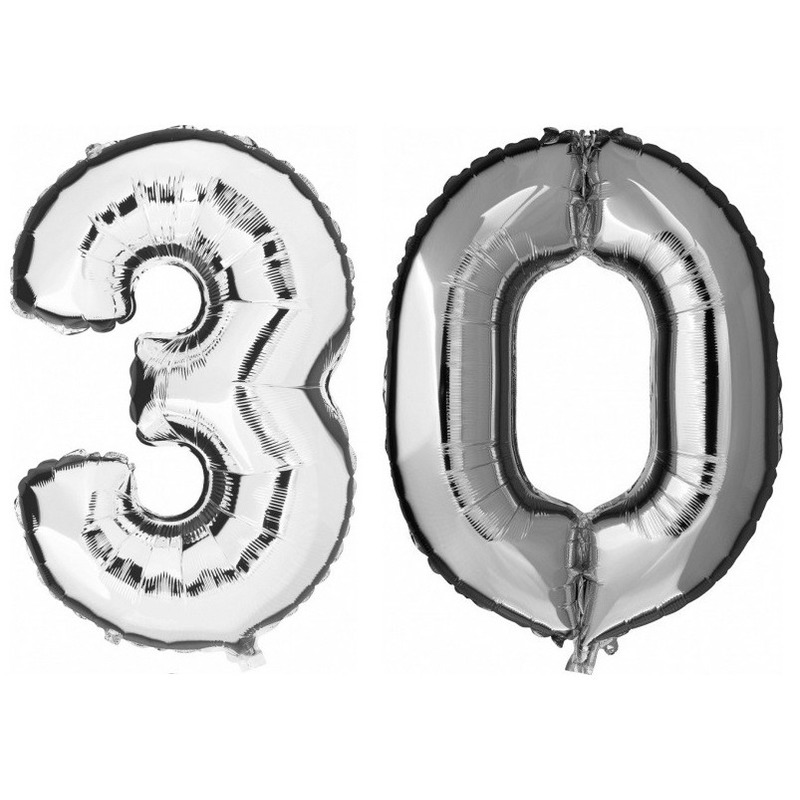 30 jaar leeftijd helium/folie ballonnen zilver feestversiering -