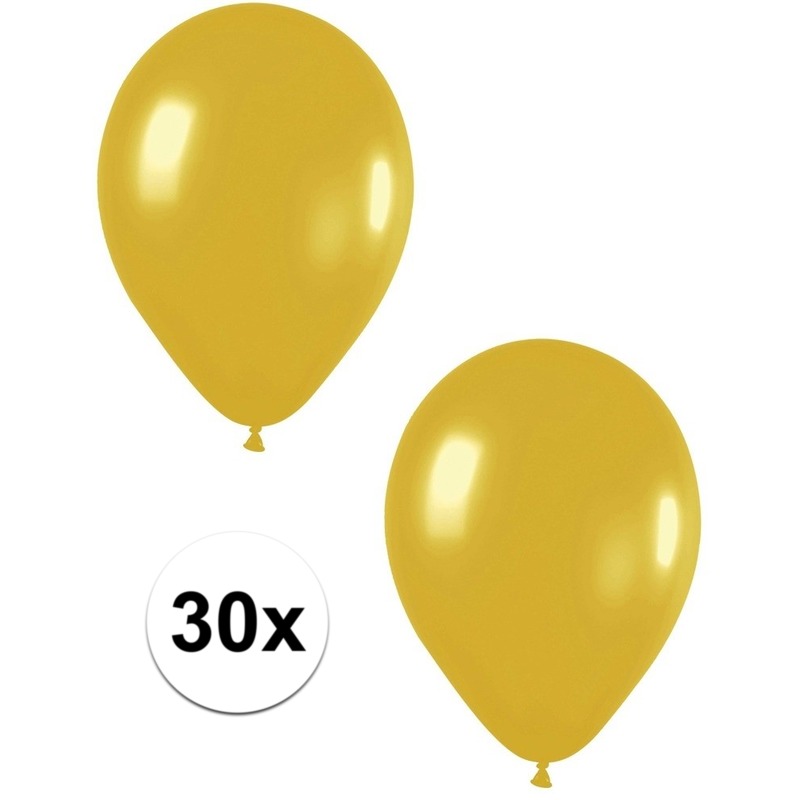 30x Gouden metallic heliumballonnen 30 cm