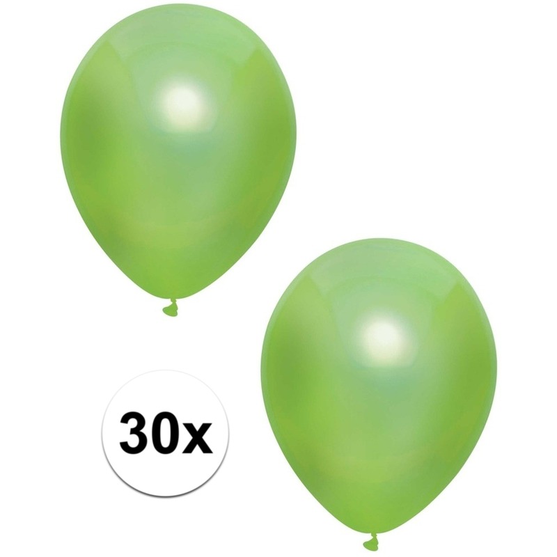 30x Lichtgroene metallic heliumballonnen 30 cm -