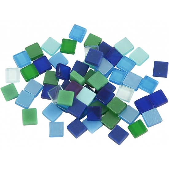 395x stuks Mozaiek tegels kunsthars groen/blauw 5 x 5 mm