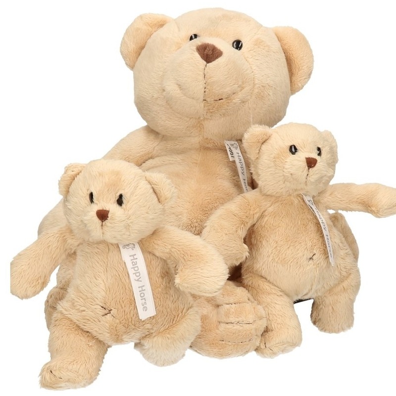 3x Pluche mama en kind Buster knuffelberen 40 en 23 cm knuffels speelgoed set - Happy Horse -  Beren bosdieren knuffels - Teddybeer speelgoed voor kinderen - Baby geboorte kraamcad
