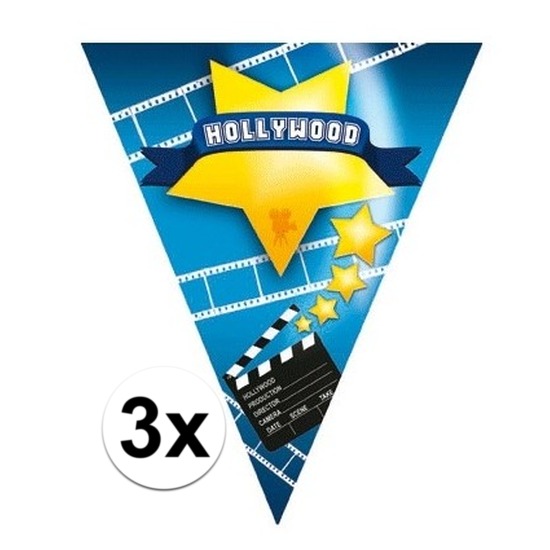 3x Hollywood thema vlaggenlijnen Hollywood -