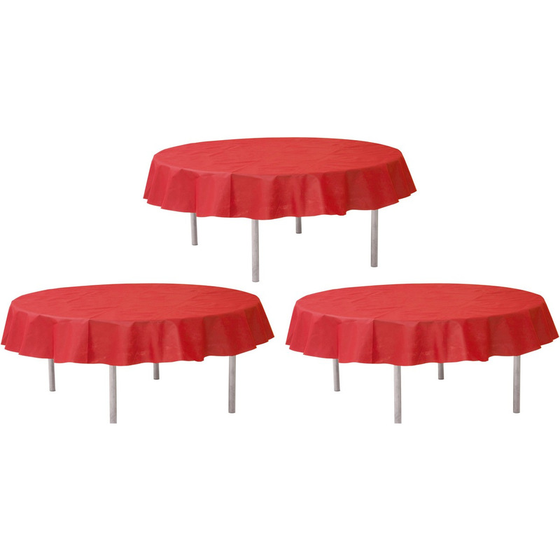 3x Rode ronde tafelkleden/tafellakens 240 non woven polypropyleen | en Feest