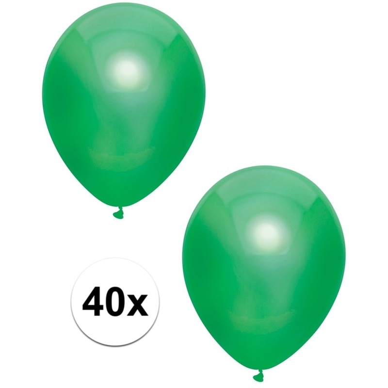 40x Donkergroene metallic heliumballonnen 30 cm