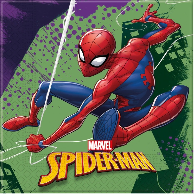 40x Marvel Spiderman servetten 33 x 33 cm kinderverjaardag -