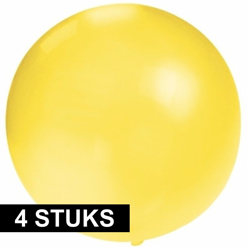 4x Feest mega ballon geel 60 cm